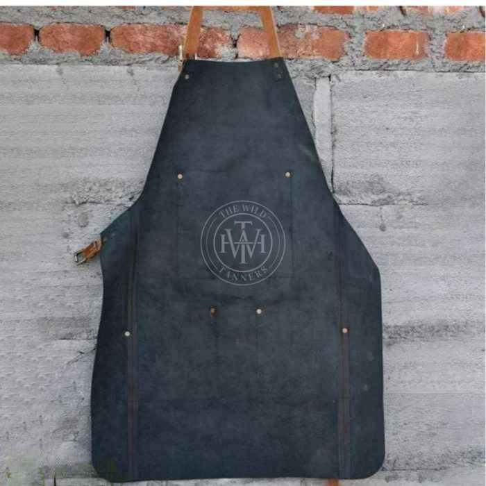 Genuine Black Leather Butcher Aprons with Straps, view 2