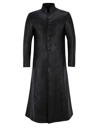 Premium Men's Leather Trench Coat