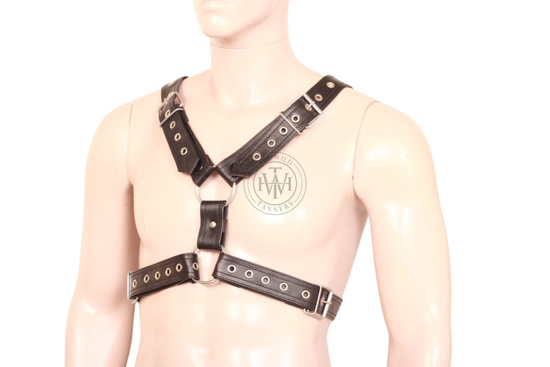 Model wear Men Leather Harness - Side angle image
