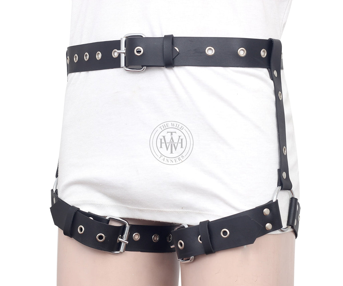 Adjustable Leather Leg Hip Harness with Thigh Straps, view 2