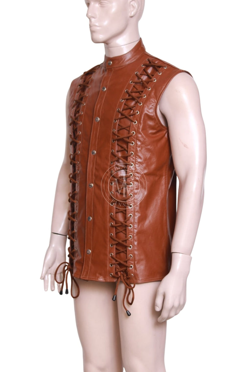 leather vest, gay leather vest, leather vest bdsm, bondage leather vest,