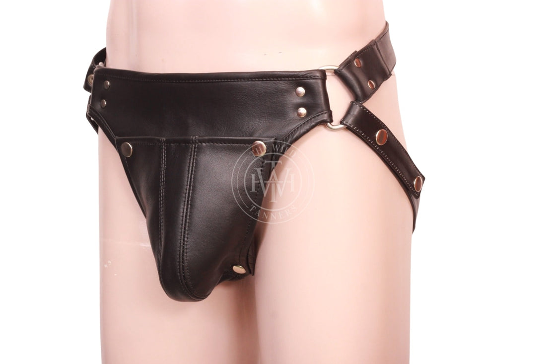 leather jockstrap, leather jockstrap with removable cod piece, leather thong, leather underwear, BDSM Jockstrap, leather bondage jockstrap