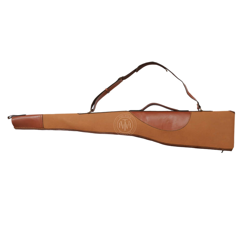 Canvas Leather Shotgun Case with Shoulder Strap and Reinforced End