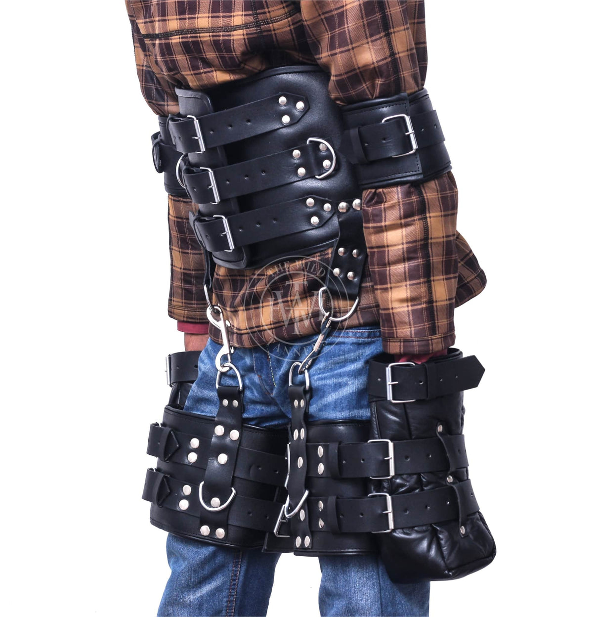 Black Leather Bondage Waist Restraints Belt, view 2