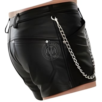 leather shorts, leather shorts bondage, leather shorts bdsm, leather gay shorts, gay leather shorts, leather BDSM shorts