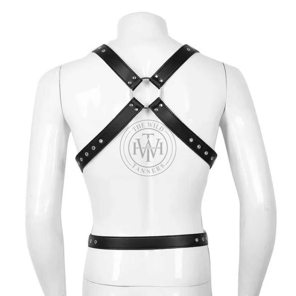 men's leather chest harness with cock ring
