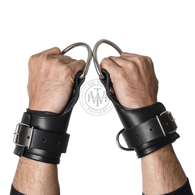 leather suspension cuffs, suspension cuffs, leather wrist cuffs, bondage suspension cuffs, bdsm suspension cuffs