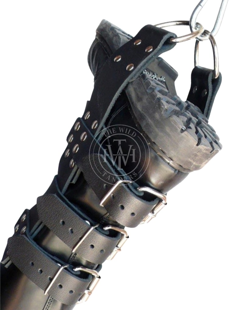 leather suspension cuffs, suspension cuffs, leather Boot cuffs, bondage suspension cuffs, bdsm suspension cuffs, leather bondage boot cuffs