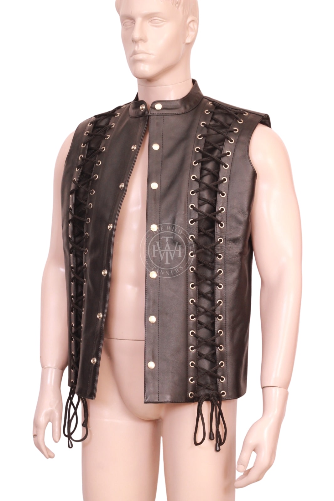 leather vest, men's leather vest, men leather vest, laced up men's leather vest, Leather Mens Top