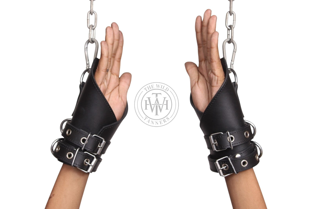Heavy-duty leather suspension wrist cuffs, view 2