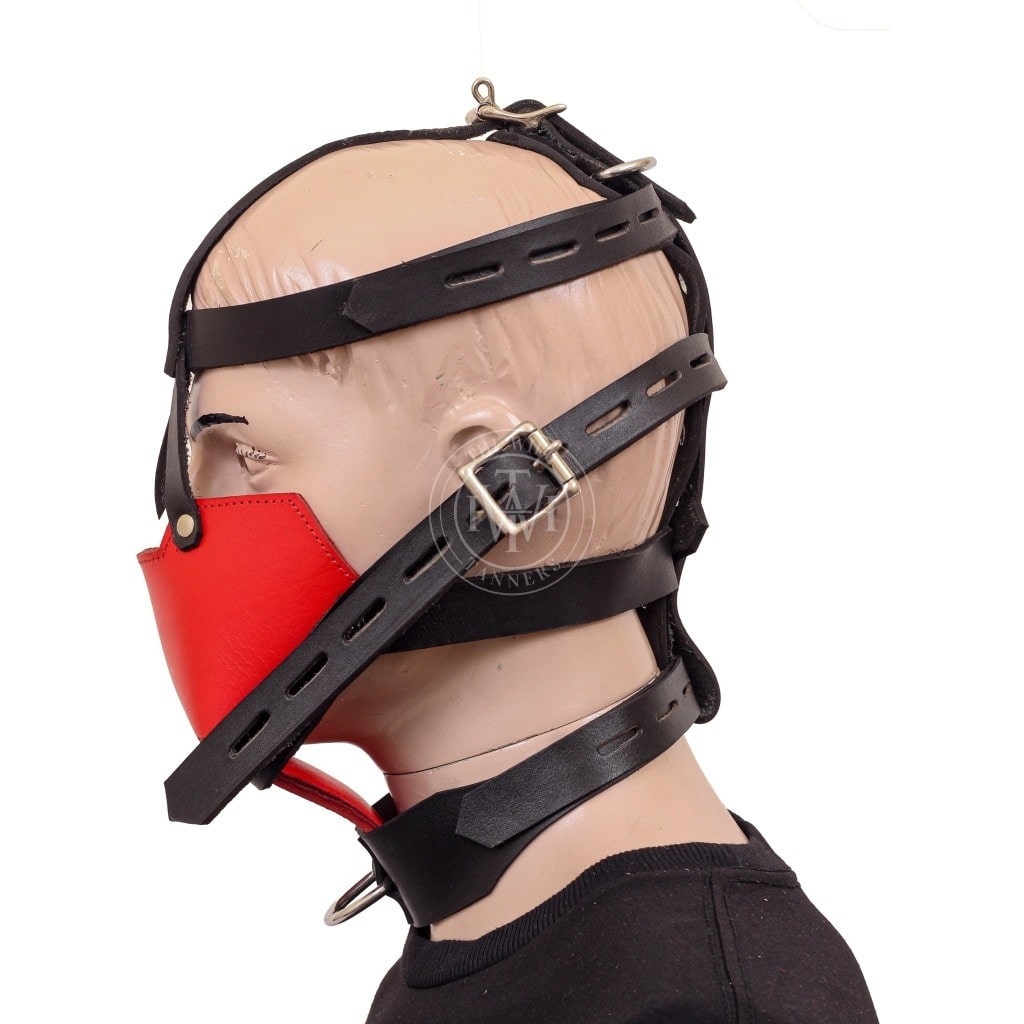 Padded leather bondage muzzle gag, view 3