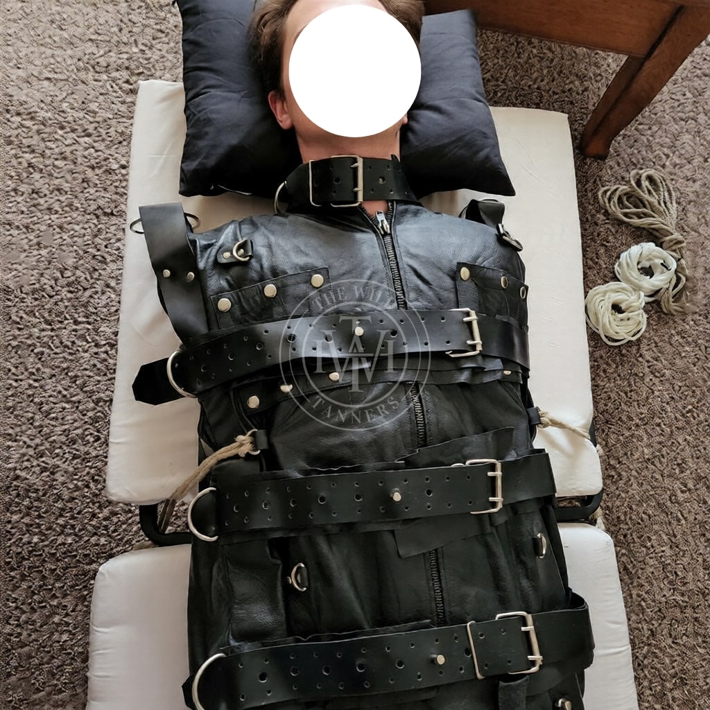 Heavy-duty leather sleepsack bondage bag, view 3