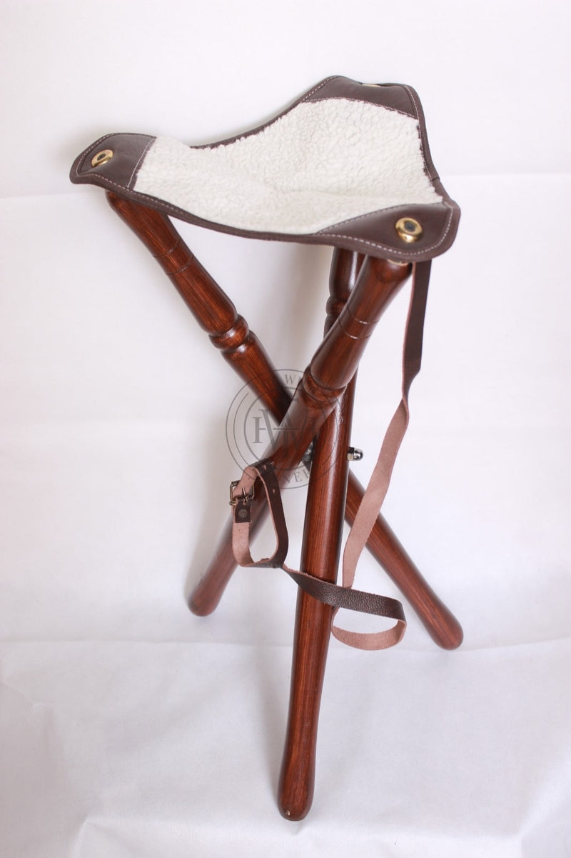 wool camping stool, camping stool, tripod camping stool
