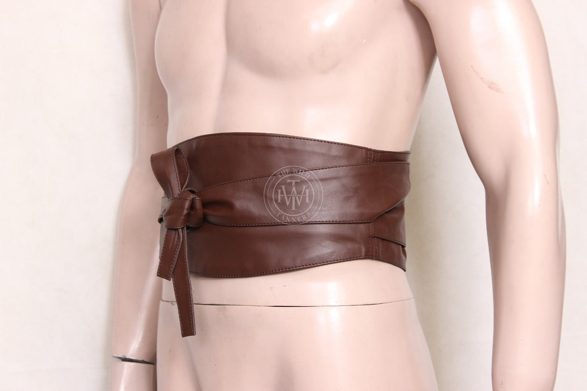 Brown Leather Belt Obi For Women, view 2