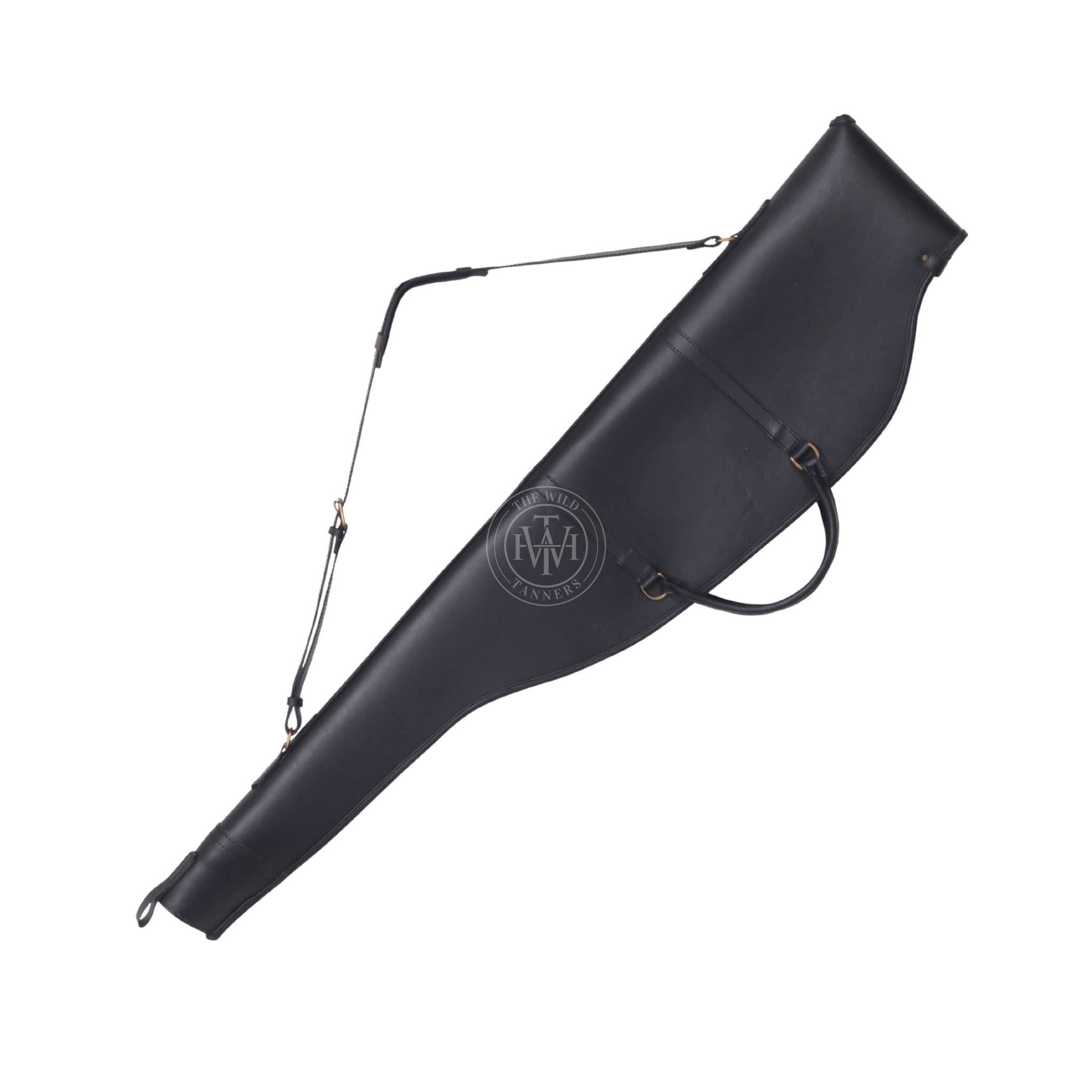 Black Leather Rifle Case, Leather Rifle Case with Flap Closure, Rifle Case with Buckle, Rifle Case with Buckle