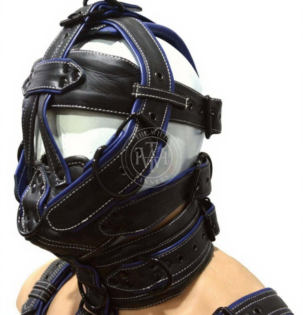 Leather Slave Muzzle with Harness and Bicep Cuffs, view 5