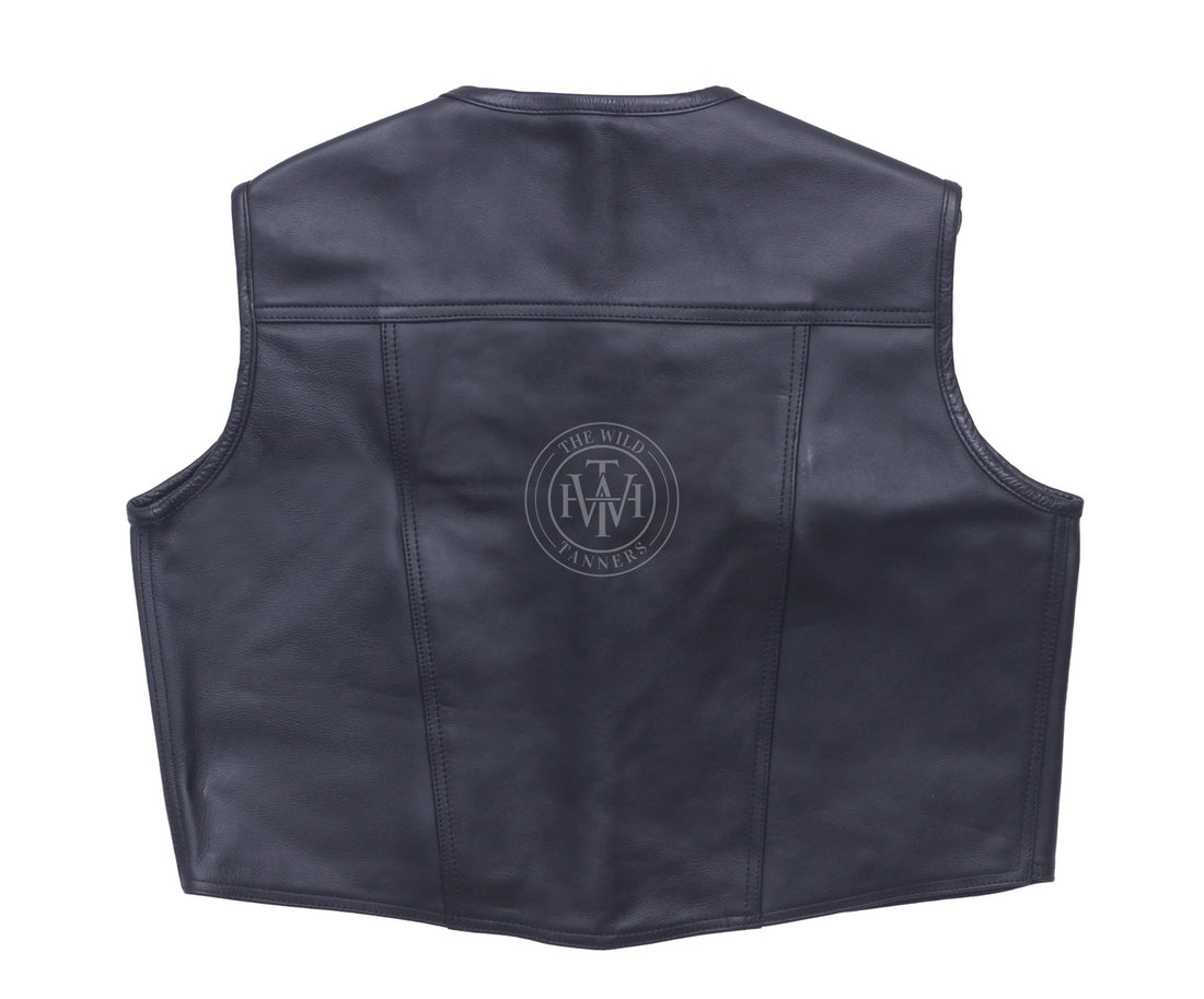 Open Front Genuine Leather Vest