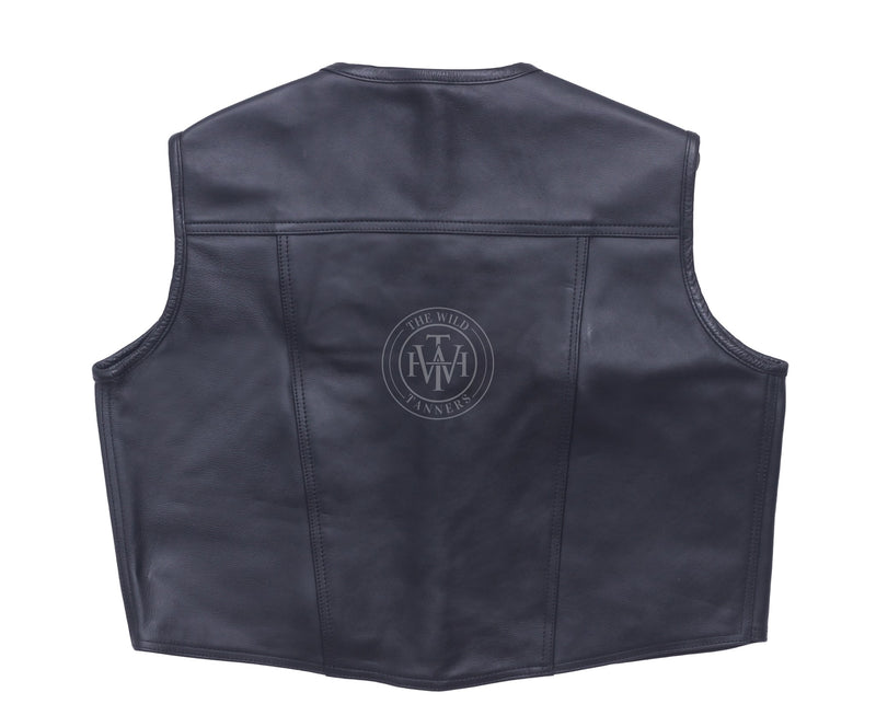 Open Front Genuine Leather Vest, Leather Vest, Genuine Leather Vests 