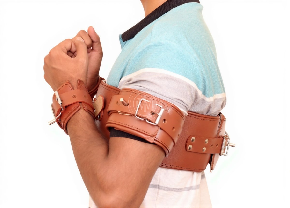 Genuine Leather Bondage Wrist Cuffs, view 3