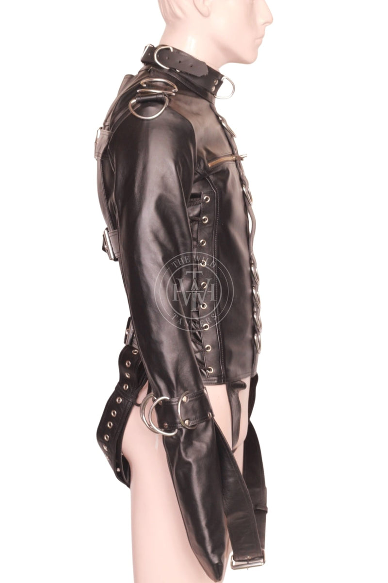 leather straitjacket bondage, leather straight jacket, straight jacket bdsm, leather straitjackets