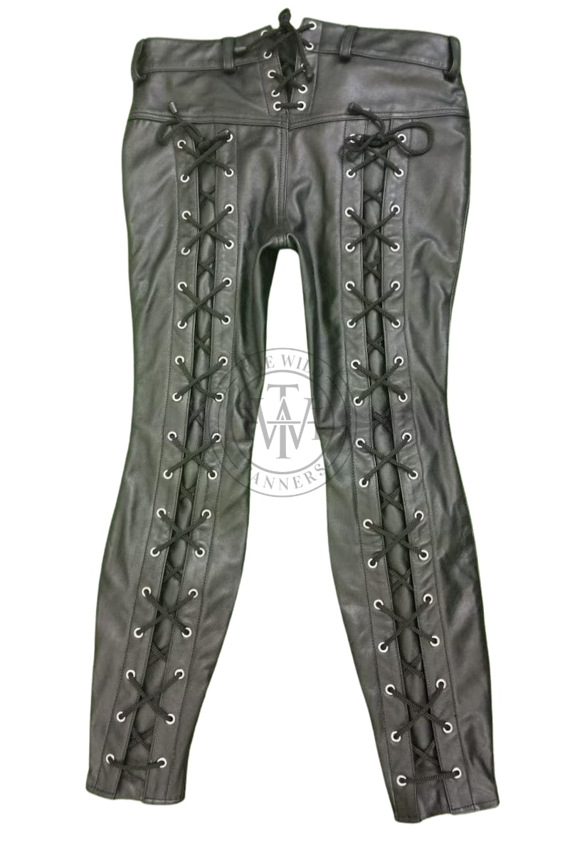 Leather Pants with Adjustable Laces Closure, view 5