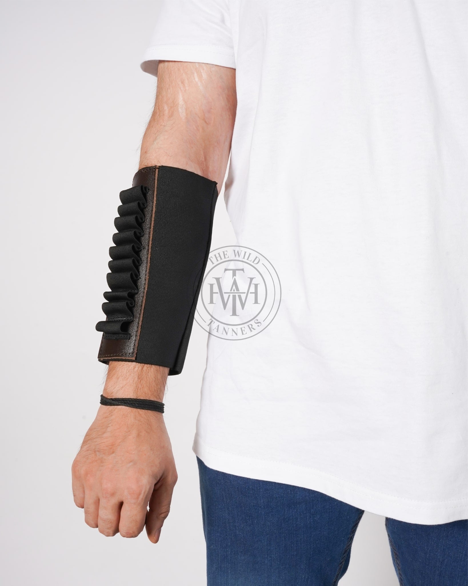 leather bullet band, black bullet band for hunting, bullet holder