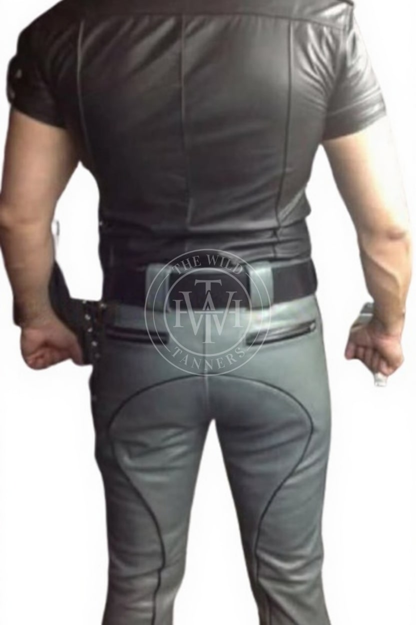 Steampunk bondage leather pants with D-rings