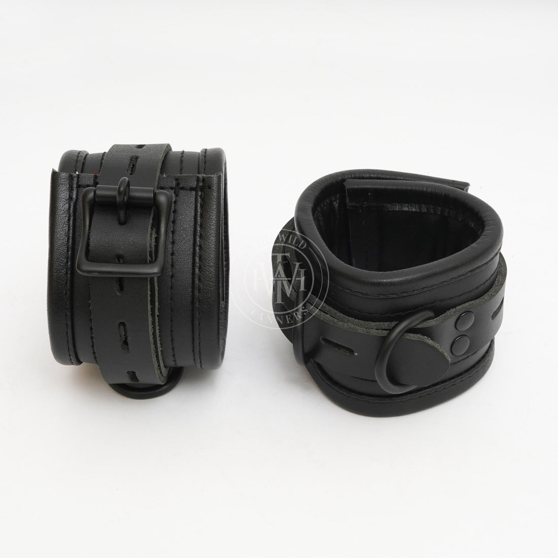 Premium Leather Bondage Handcuffs With Black Piping, bdsm handcuffs, leather handcuffs, bondage cuffs