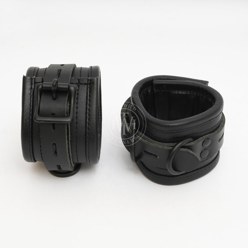 Premium Leather Bondage Handcuffs With Black Piping, bdsm handcuffs, leather handcuffs, bondage cuffs