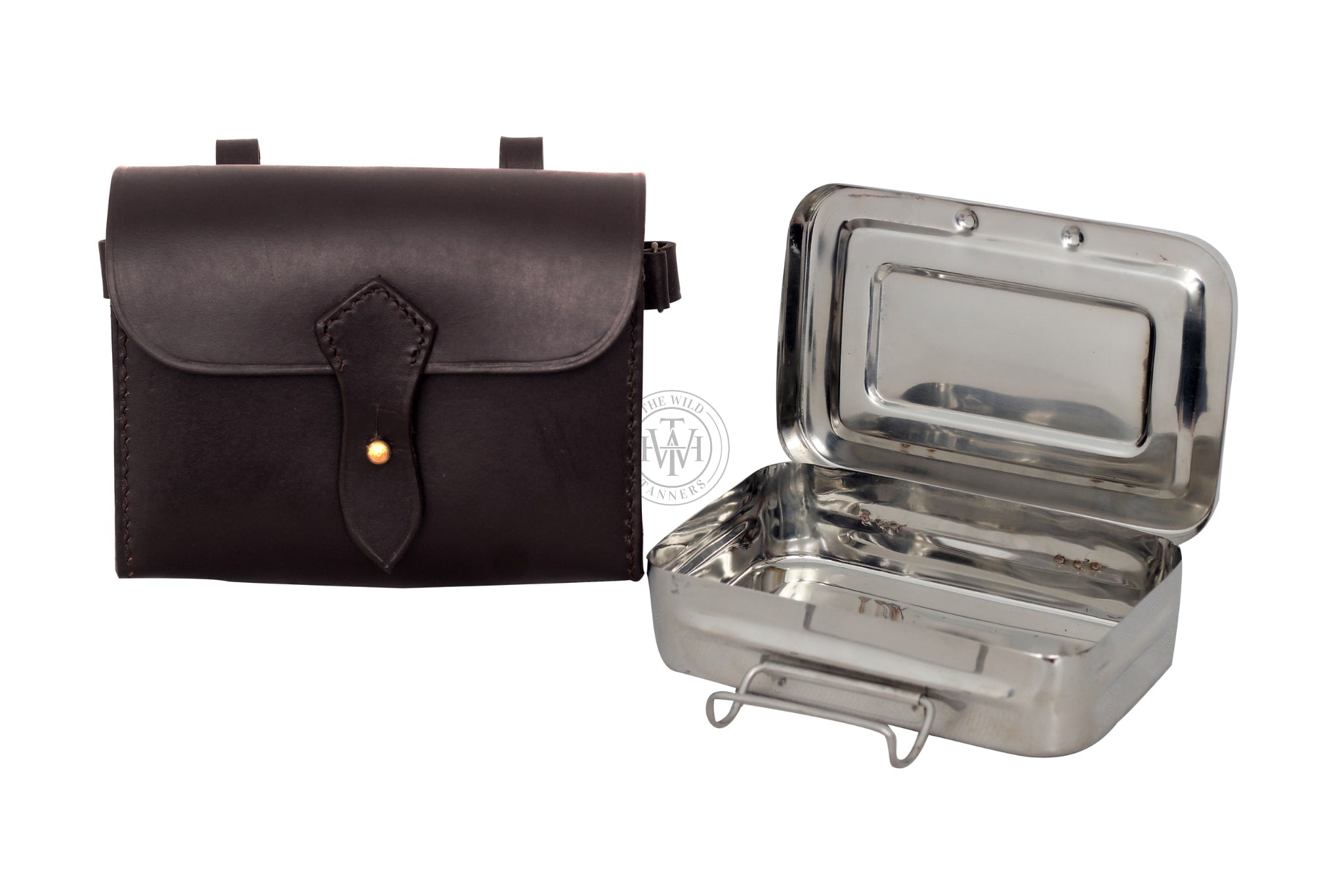 sandwich tin, sandwich tin with leather case