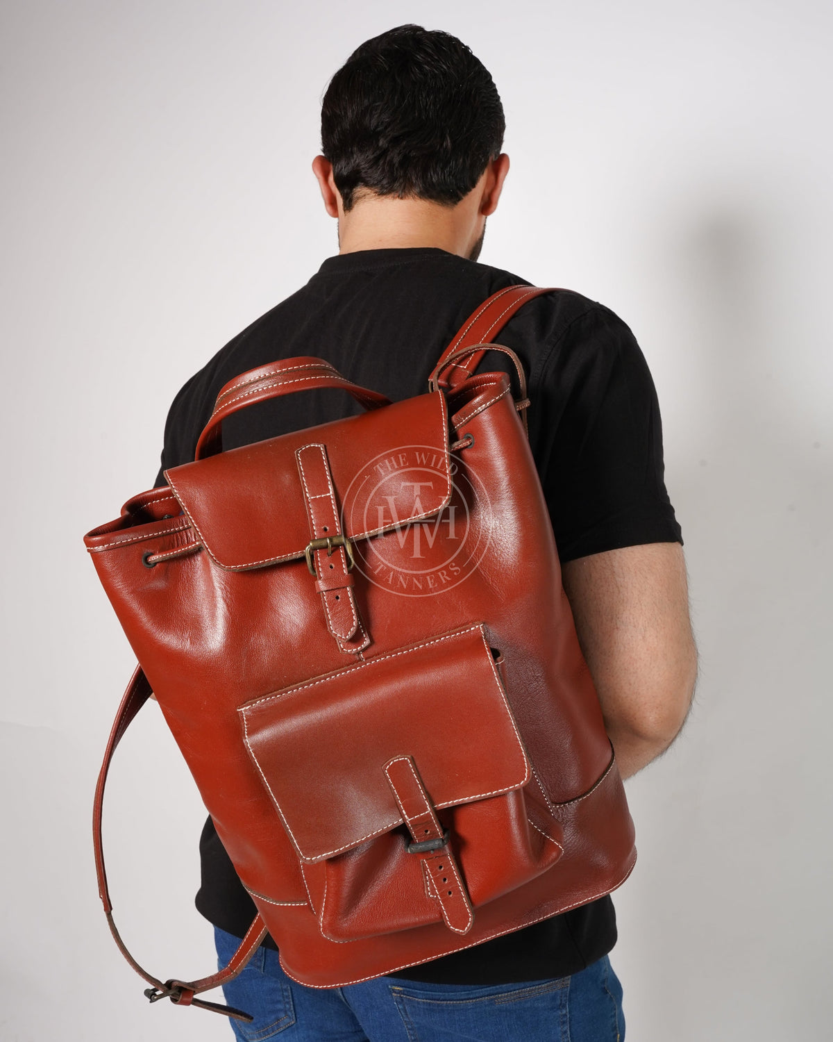 Genuine Mens Leather Backpack, view 3