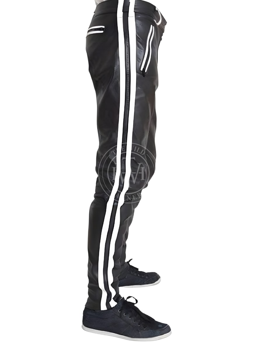 Leather Pants with Side Double Stripes Design, view 5