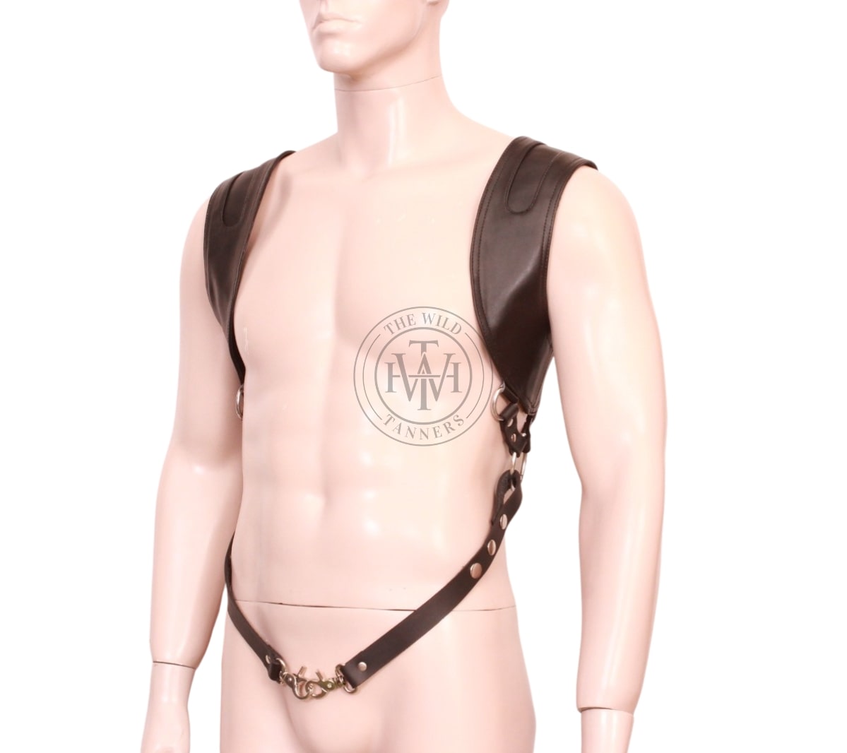 mens leather full body harness with clip straps