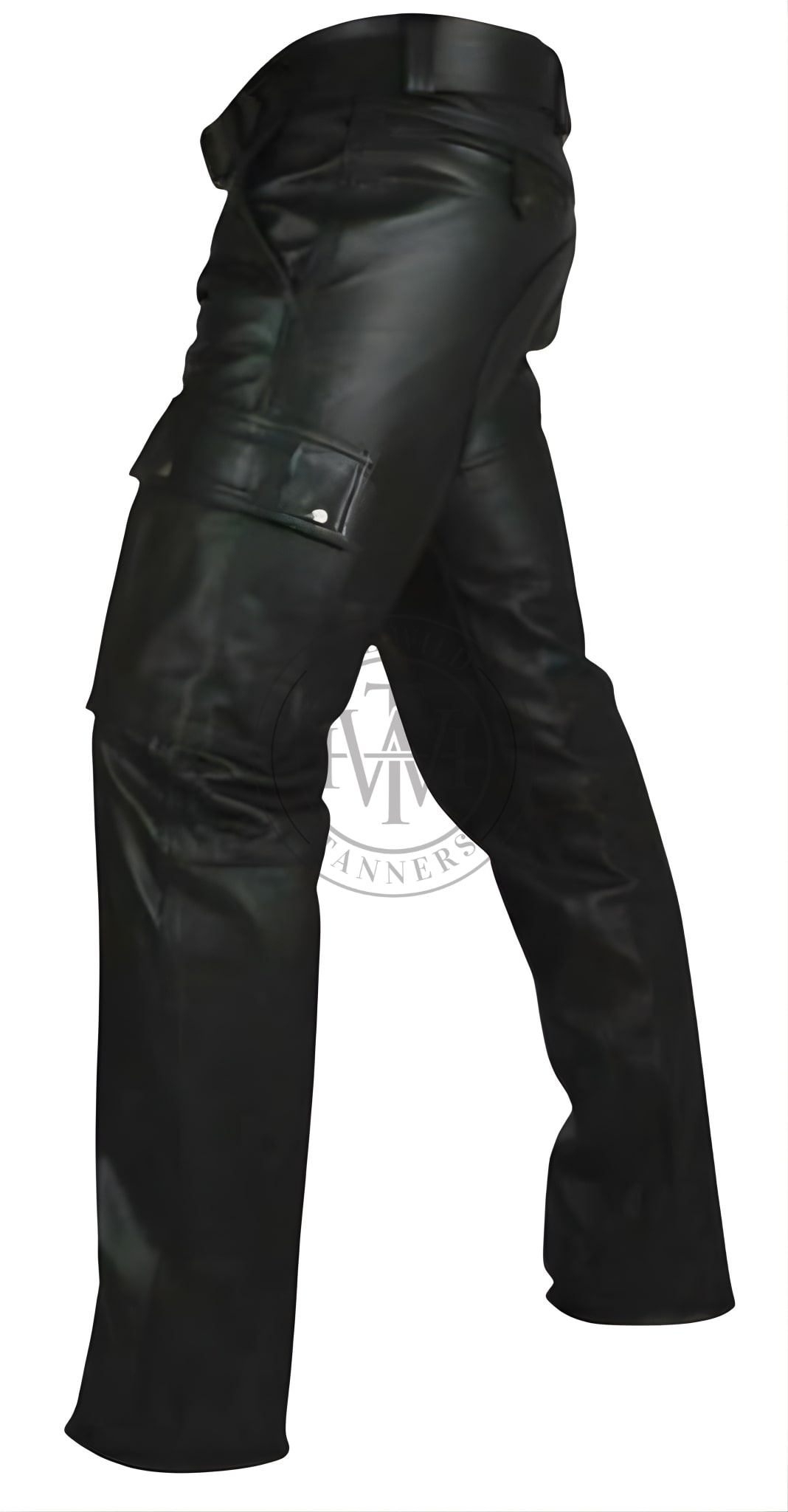 Genuine Leather Pants with Slash Pockets