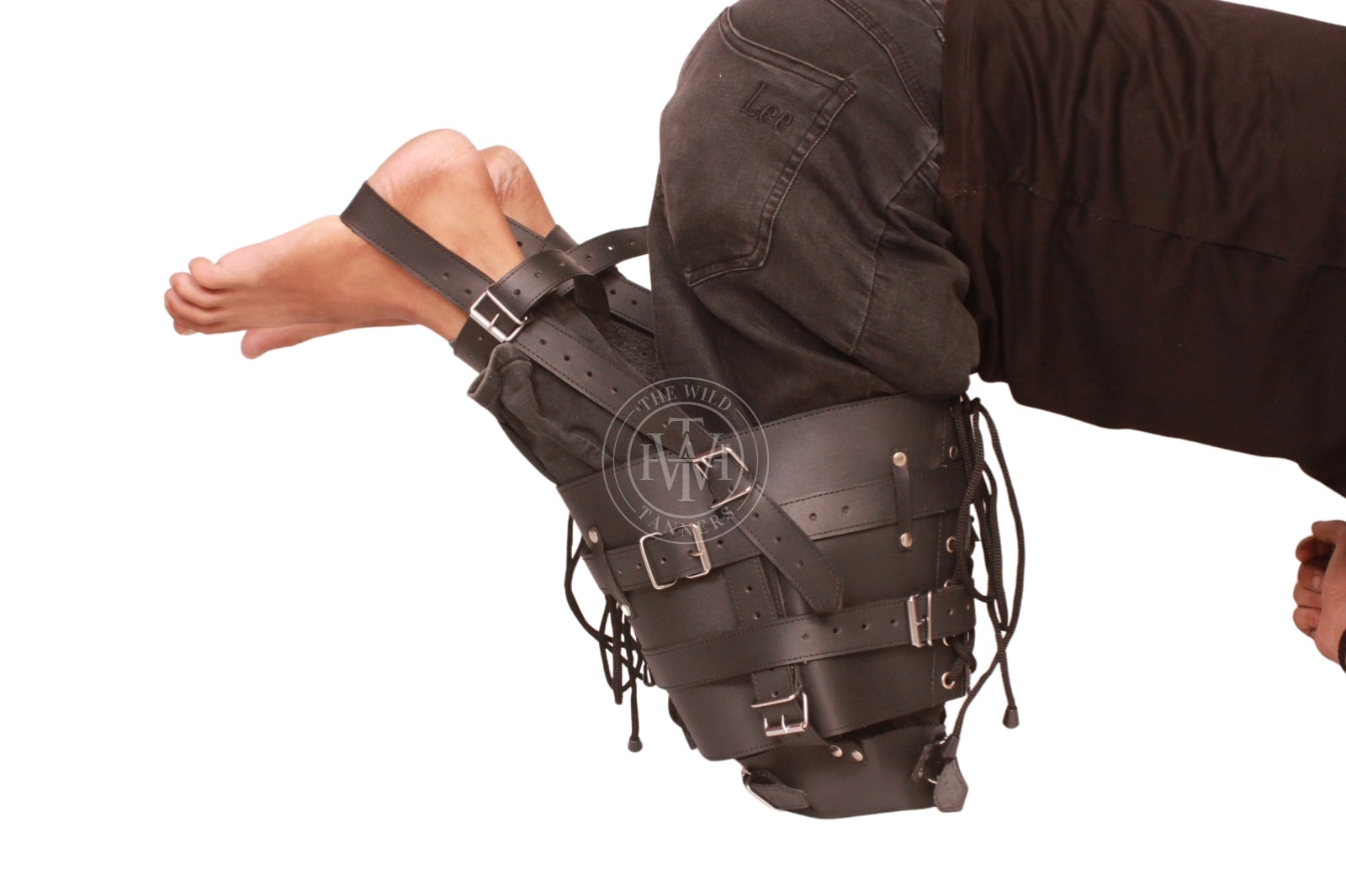 leather leg binder, leather restraint, leather pet crawler