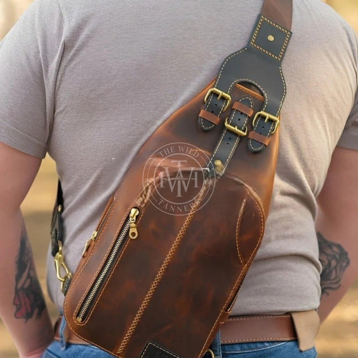 Genuine Leather Men's Sling Bags, view 3