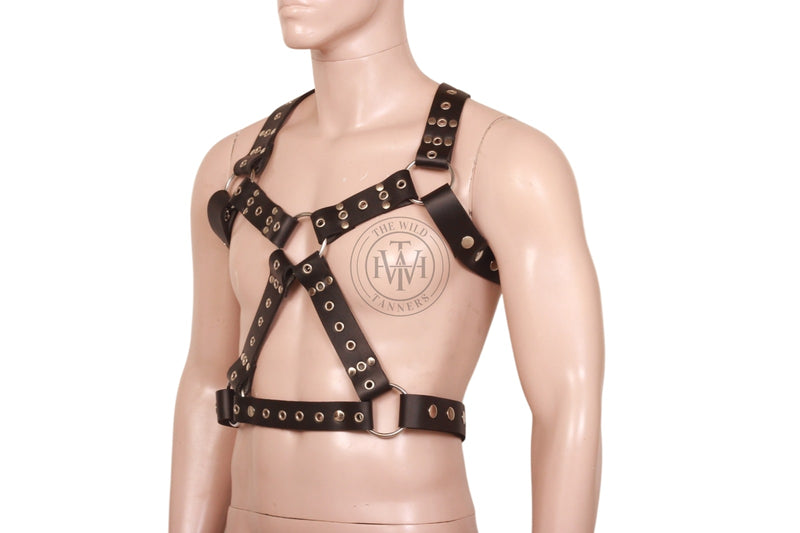 Front image of model wearing Gay Mens Harness
