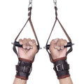 Brown Leather Cuffs, Suspension Cuffs, BDSM Wrist Restraints, Adjustable Leather Cuffs, Heavy-Duty Leather Cuffs