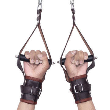 Brown Leather Wrist Suspension Cuffs