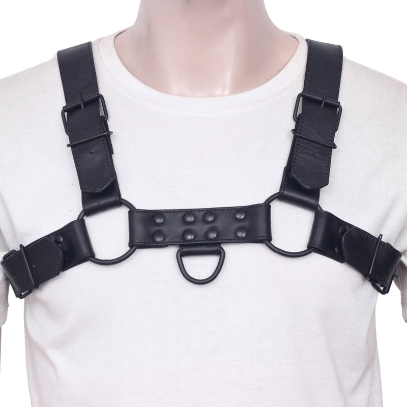 black leather harness, h-harness men, adjustable leather harness, bdsm chest harness, leather h-harness