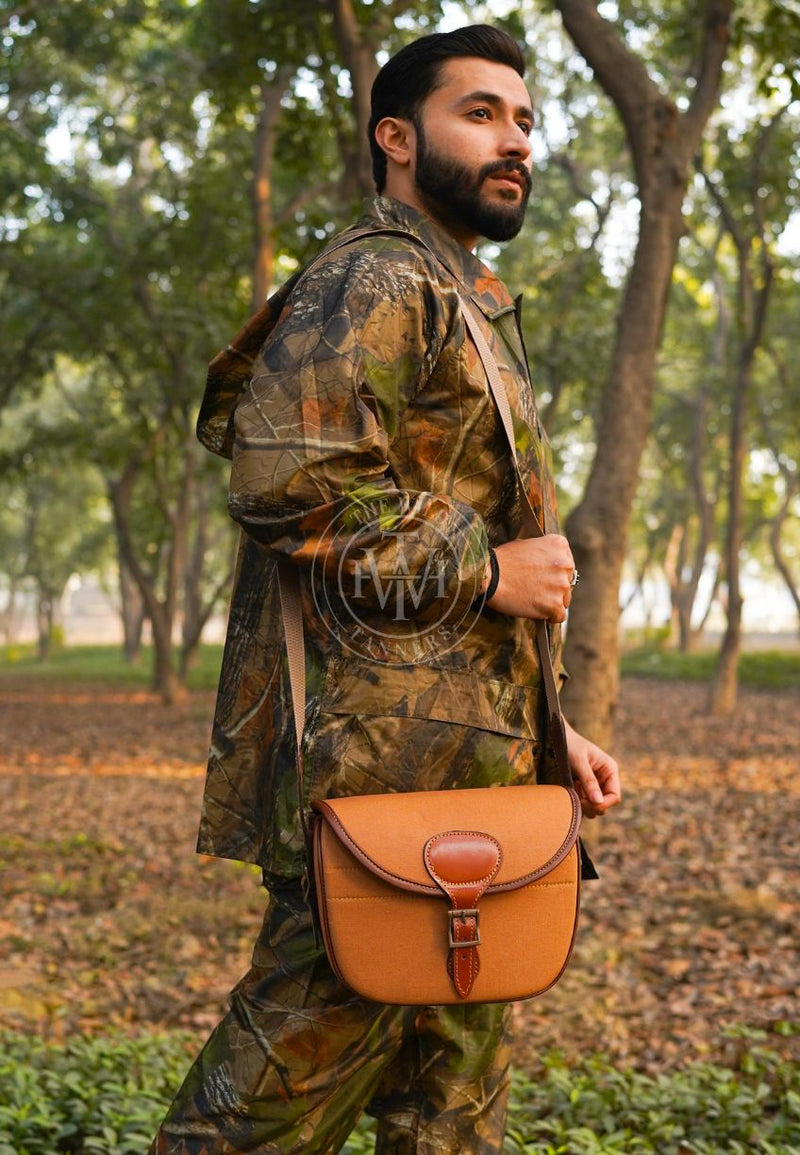 leather cartridge bag, canvas cartridge bag, canvas shooting bag