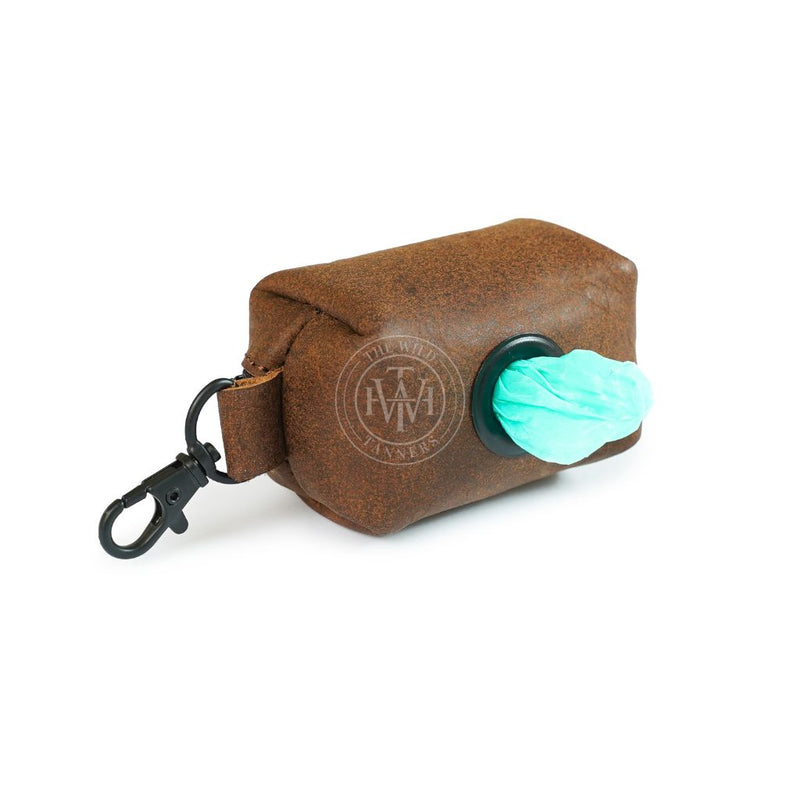 leather waste poop bag, leather waste bag, brown waste dog poop bag, Leather Pet Waste Bags