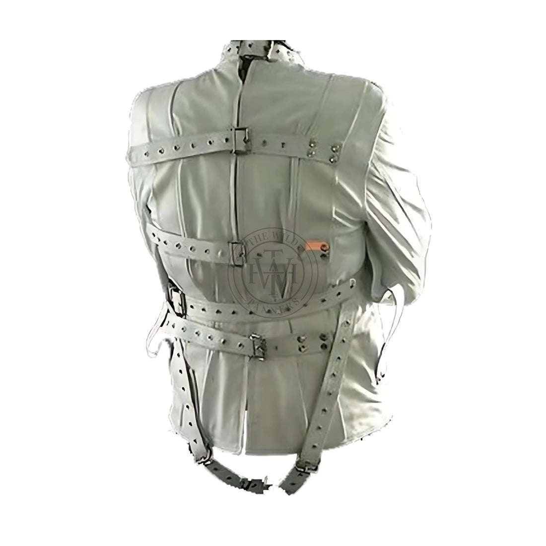 Genuine leather straitjacket with arm binder restraint