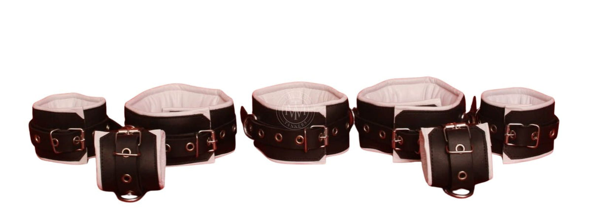 7 Pcs Handmade Leather Bondage Handcuffs Set, view 3
