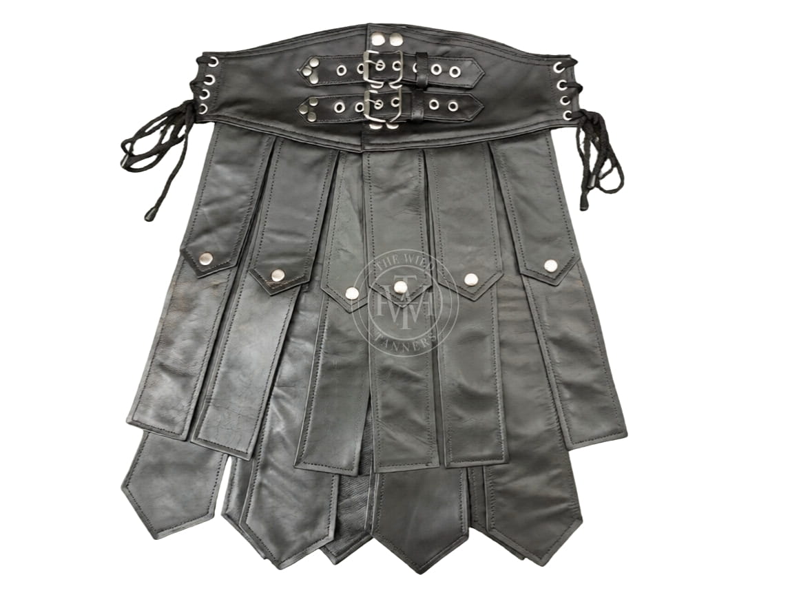 Leather Gladiator Kilt For Stylish Wear, view 3