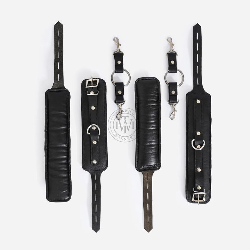 leather handcuffs, wrist ankle cuffs, BDSM restraints, adjustable leather cuffs