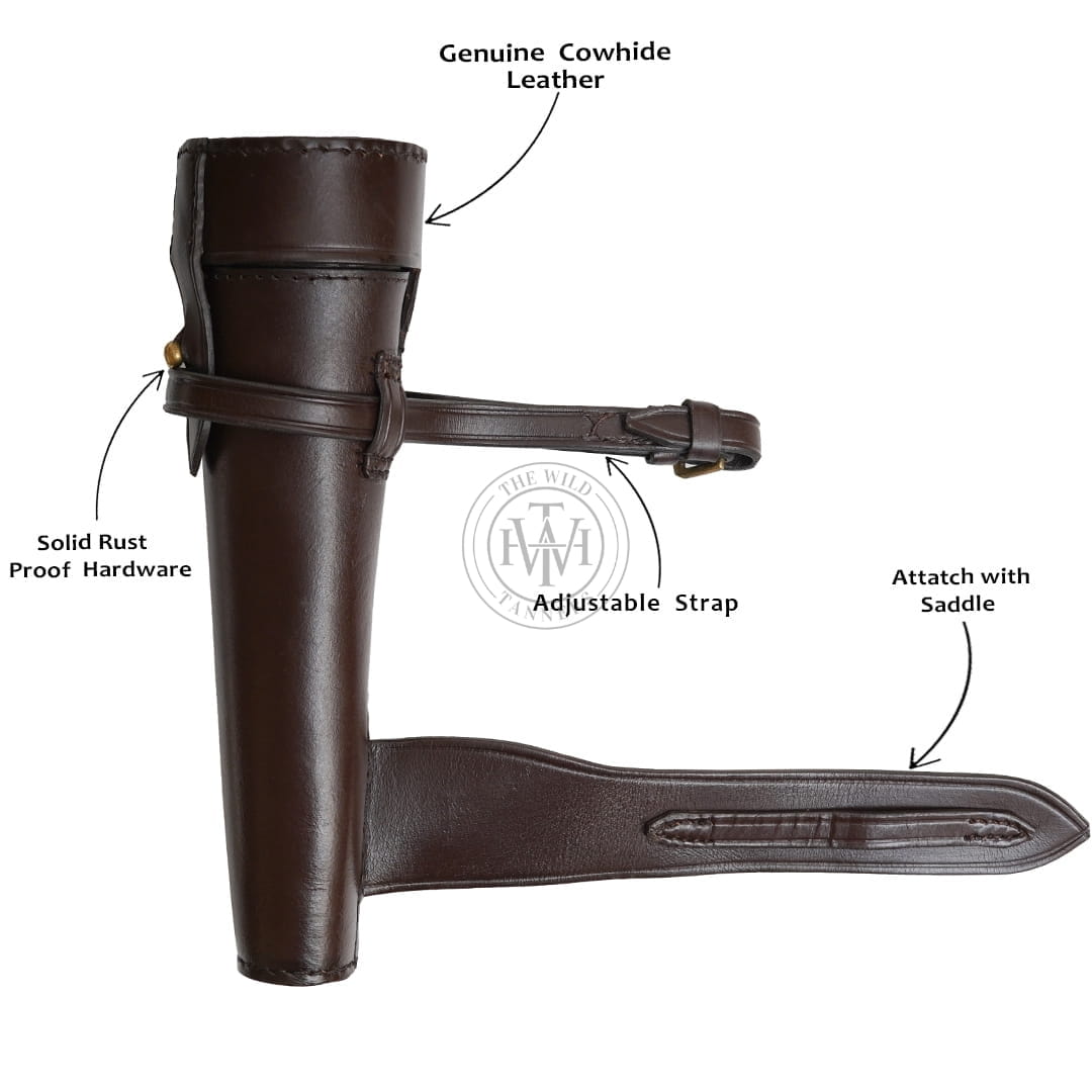 Brown Saddle Leather Hunting Flasks Case, view 3