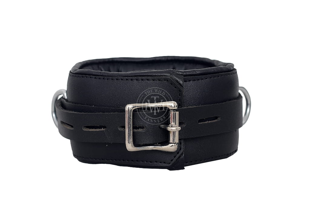 leather bondage handcuffs, 7 piece cuffs set, BDSM restraints, padded leather cuffs