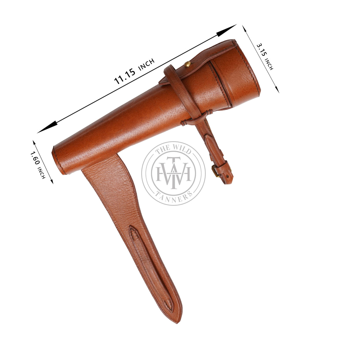 Genuine Tan Leather Hunting Flask Case for Saddle, view 3