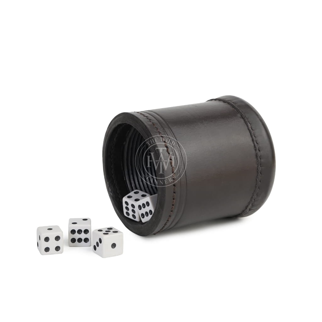 Vintage Leather Dice Cup - Ribbed Interior, view 2